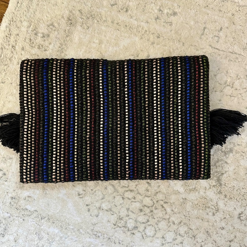 Metallic Fringed Multi-Color Woven Clutch - Picture 6 of 7